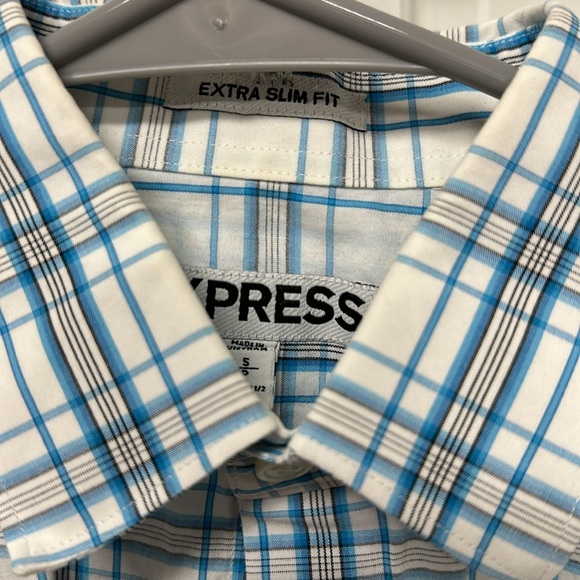 Express Plaid Blue Button Up - Picture 3 of 6